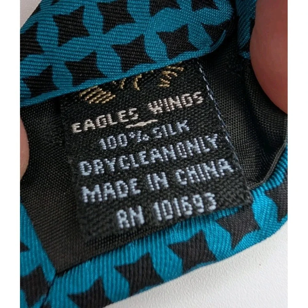 San Jose Sharks NHL Eagles Wings 100% Silk Necktie Blue Black Geometric Tie